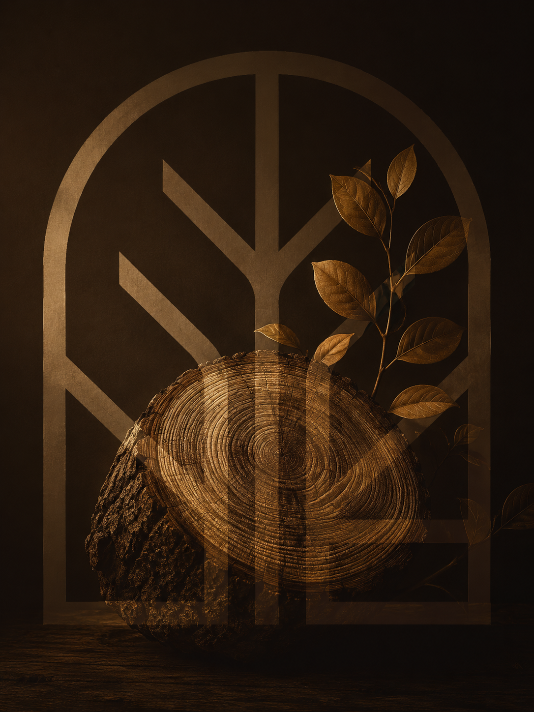 Vanaark — timber log and tree mark within an arch